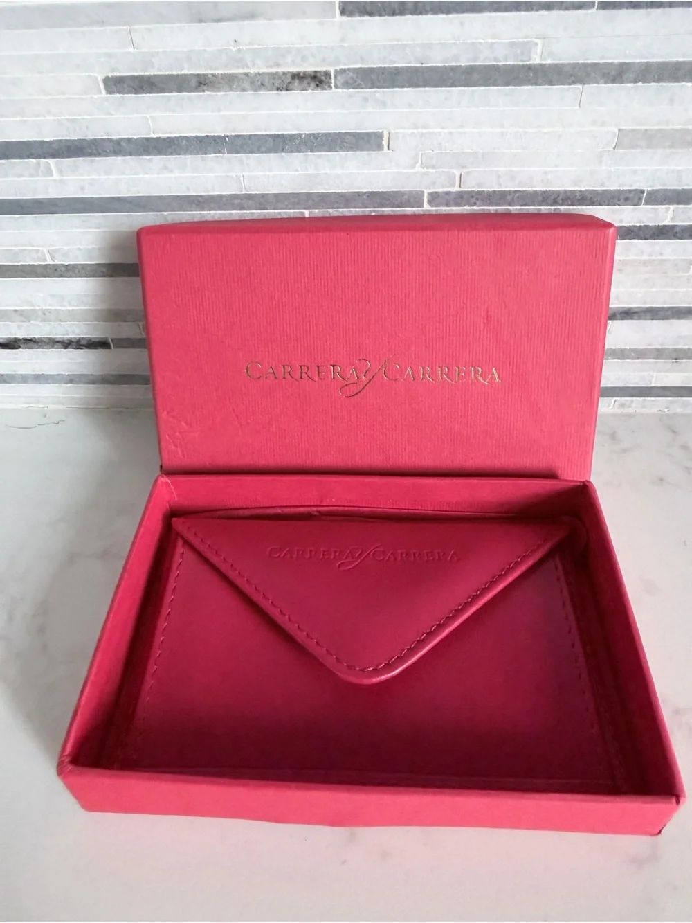 Vintage Carrera Women's Red Leather Card Wallet